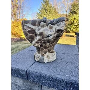 Vintage Jaimy Resin Giraffe Planter Pot H12xD12” Rare